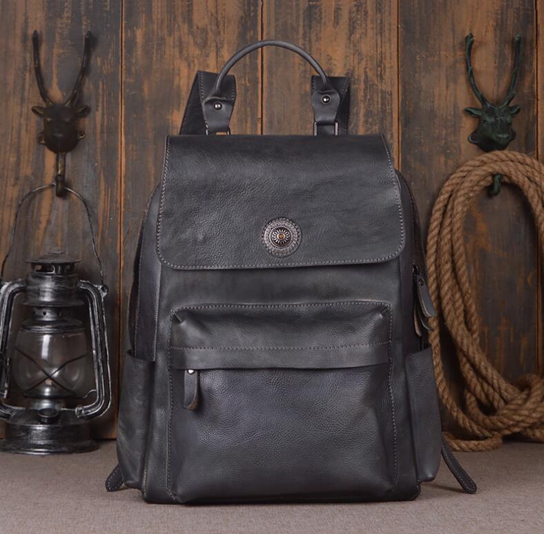 Men's  Classic Leather Shoulder Backpack